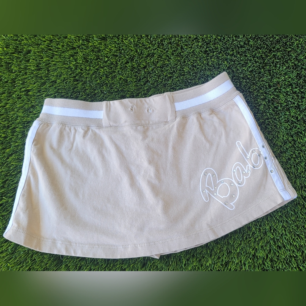Vintage 97%Cotton Beige Mini Skort with White Logo